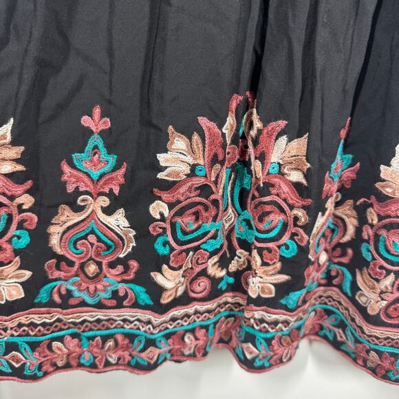 Anthropologie Floreat Avery Size M Embroidered Boho Dress As Seen On TV Black - Picture 5 of 9